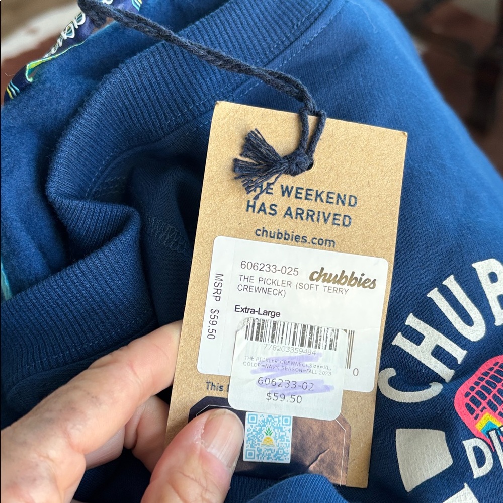 Chubbies NWT The Pickler soft Terry crewneck sweatshirt XL blue pickleball - Picture 7 of 9